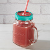 Embossed Mason Jar Mug, Glass, Tin Plated Iron, Clear