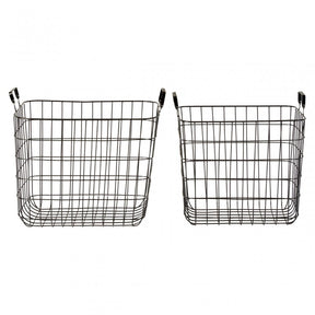 Black Wire Storage Baskets Set of 2, Metal, Black