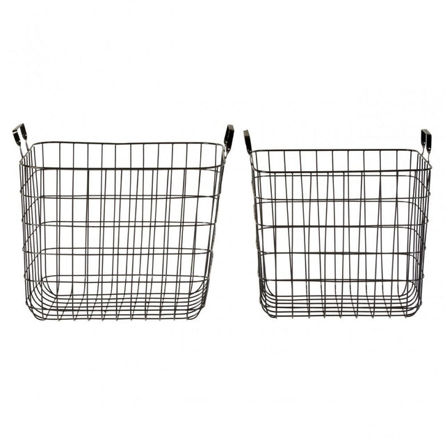 Black Wire Storage Baskets Set of 2, Metal, Black