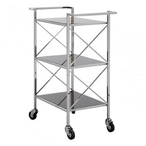 Hoffman Trolley, Iron, Mirrored Glass, Rubber, Stainless Steel, Black