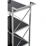 Hoffman Trolley, Iron, Mirrored Glass, Rubber, Stainless Steel, Black