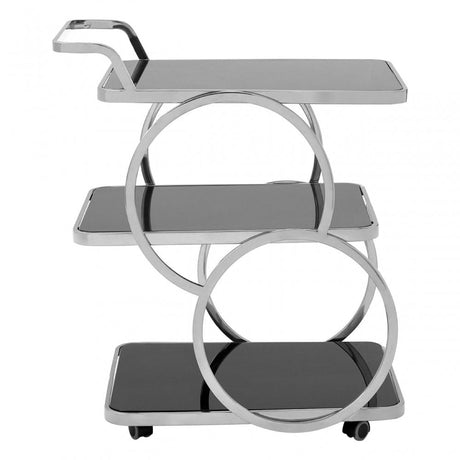 Camperian Chrome Finish Drinks Trolley, Stainless Steel, Glass, Silver