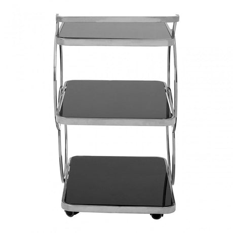 Camperian Chrome Finish Drinks Trolley, Stainless Steel, Glass, Silver