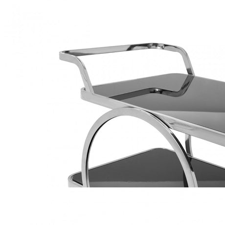 Camperian Chrome Finish Drinks Trolley, Stainless Steel, Glass, Silver