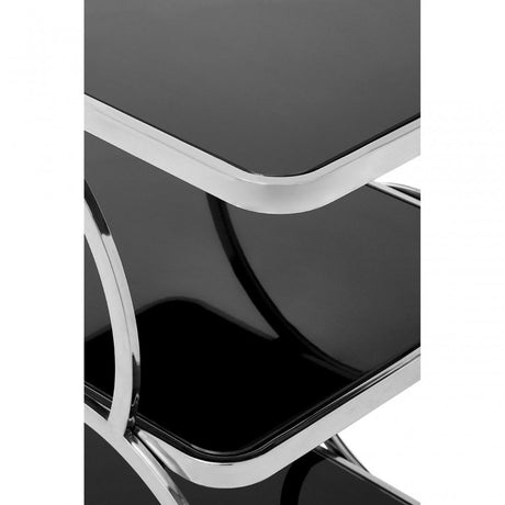 Camperian Chrome Finish Drinks Trolley, Stainless Steel, Glass, Silver