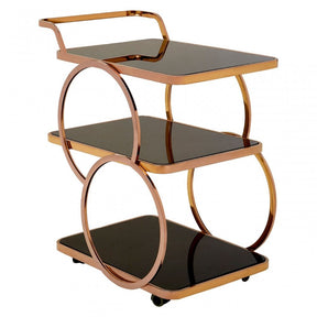 Camperian Rose Gold Drinks Trolley, Stainless Steel, Glass, Gold
