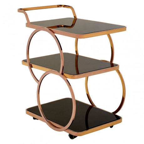 Camperian Rose Gold Drinks Trolley, Stainless Steel, Glass, Gold