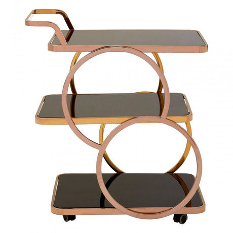 Camperian Rose Gold Drinks Trolley, Stainless Steel, Glass, Gold