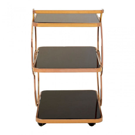 Camperian Rose Gold Drinks Trolley, Stainless Steel, Glass, Gold