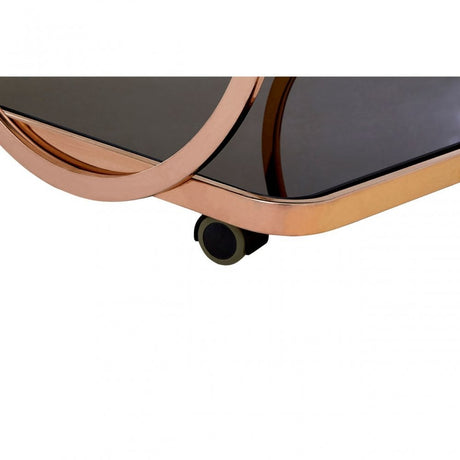 Camperian Rose Gold Drinks Trolley, Stainless Steel, Glass, Gold