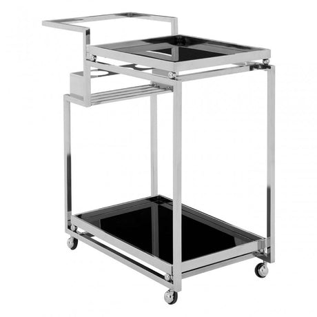 Donal 3 Tier Trolley with Silver Finish Frame, Steel, Tempered Glass, Silver