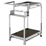 Donal 3 Tier Trolley with Silver Finish Frame, Steel, Tempered Glass, Silver