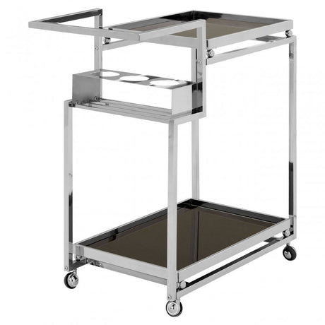 Donal 3 Tier Trolley with Silver Finish Frame, Steel, Tempered Glass, Silver