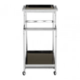 Donal 3 Tier Trolley with Silver Finish Frame, Steel, Tempered Glass, Silver