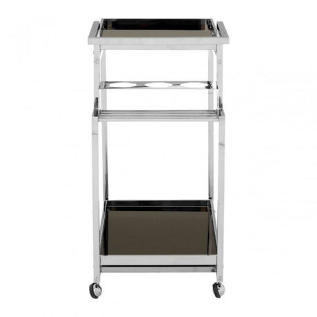 Donal 3 Tier Trolley with Silver Finish Frame, Steel, Tempered Glass, Silver