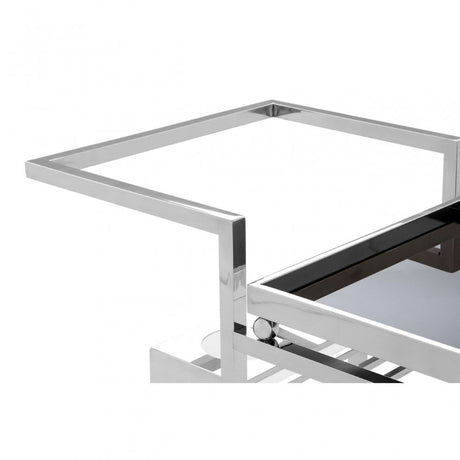 Donal 3 Tier Trolley with Silver Finish Frame, Steel, Tempered Glass, Silver