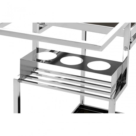 Donal 3 Tier Trolley with Silver Finish Frame, Steel, Tempered Glass, Silver