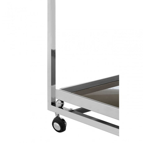 Donal 3 Tier Trolley with Silver Finish Frame, Steel, Tempered Glass, Silver