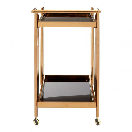 Donal 2 Tier Trolley with Rose Gold Frame, Steel, Tempered Glass, Rose Gold