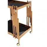 Donal 2 Tier Trolley with Rose Gold Frame, Steel, Tempered Glass, Rose Gold