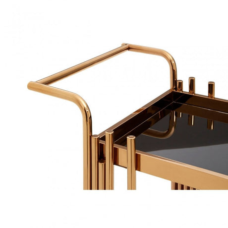 Donal 2 Tier Trolley with Rose Gold Frame, Steel, Tempered Glass, Rose Gold