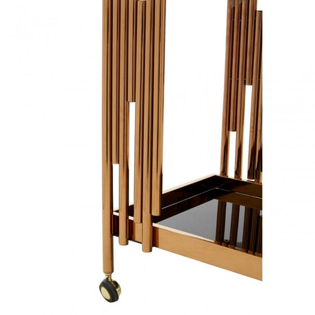 Donal 2 Tier Trolley with Rose Gold Frame, Steel, Tempered Glass, Rose Gold