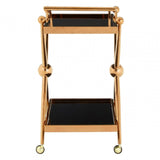 Donal 2 Tier Rose Gold / Cross Design Trolley, Steel, Tempered Glass, Rose Gold