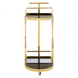 Donal 2 Tier Gold / Wavy Design Trolley, Steel, Tempered Glass, Gold