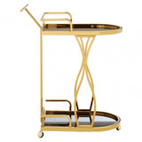 Donal 2 Tier Gold / Wavy Design Trolley, Steel, Tempered Glass, Gold