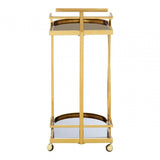 Donal 2 Tier Gold / Wavy Design Trolley, Steel, Tempered Glass, Gold