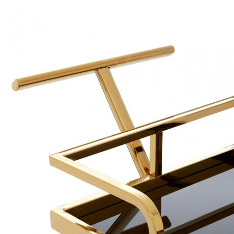 Donal 2 Tier Gold / Wavy Design Trolley, Steel, Tempered Glass, Gold