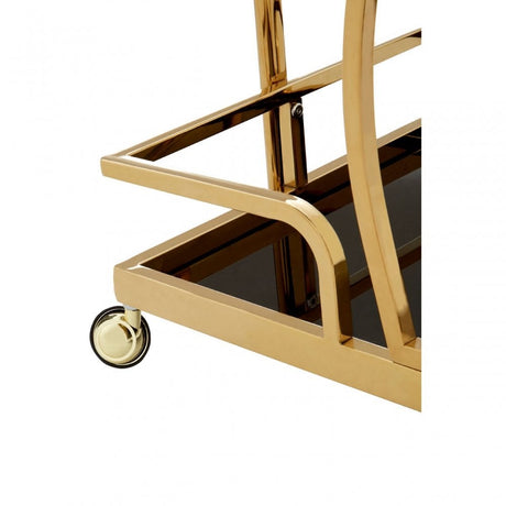 Donal 2 Tier Gold / Wavy Design Trolley, Steel, Tempered Glass, Gold
