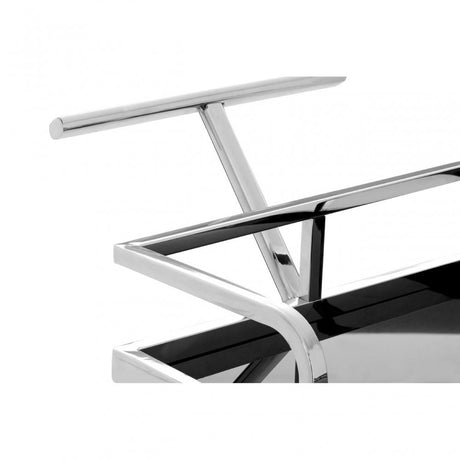 Donal 2 Tier Silver / Wavy Design Trolley, Steel, Tempered Glass, Silver