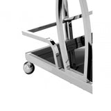 Donal 2 Tier Silver / Wavy Design Trolley, Steel, Tempered Glass, Silver