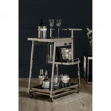 Donal 3 Tier Silver Finish Trolley, Steel, Tempered Glass, Silver