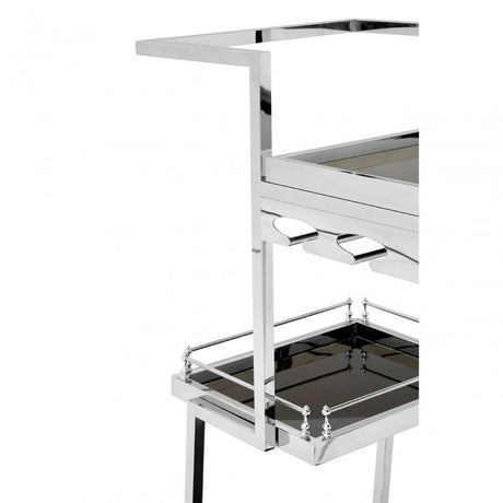 Donal 3 Tier Silver Finish Trolley, Steel, Tempered Glass, Silver