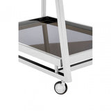 Donal 3 Tier Silver Finish Trolley, Steel, Tempered Glass, Silver