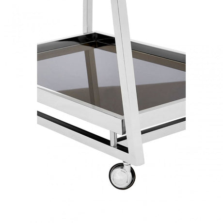 Donal 3 Tier Silver Finish Trolley, Steel, Tempered Glass, Silver