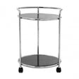 Donal Round Silver Finish Trolley, Steel, Tempered Glass, Silver