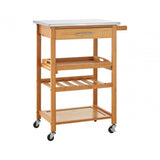Kitchen Trolley, Bamboo, Stainless Steel, Natural