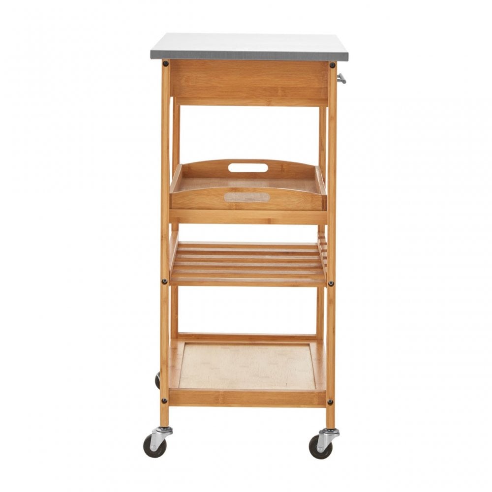Kitchen Trolley, Bamboo, Stainless Steel, Natural