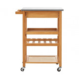 Kitchen Trolley, Bamboo, Stainless Steel, Natural