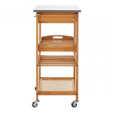 Kitchen Trolley, Bamboo, Stainless Steel, Natural