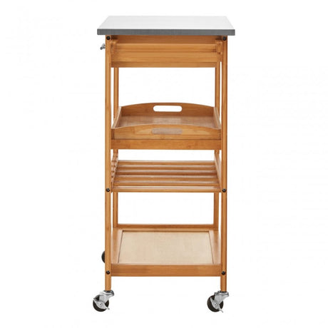 Kitchen Trolley, Bamboo, Stainless Steel, Natural