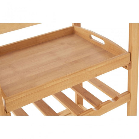 Kitchen Trolley, Bamboo, Stainless Steel, Natural
