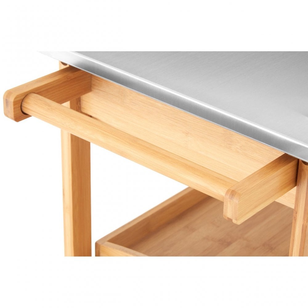 Kitchen Trolley, Bamboo, Stainless Steel, Natural