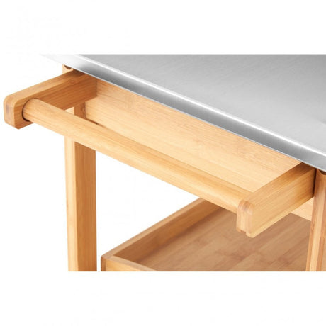 Kitchen Trolley, Bamboo, Stainless Steel, Natural