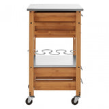Kitchen Trolley, Bamboo, Stainless Steel, Natural