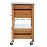 Kitchen Trolley, Bamboo, Stainless Steel, Natural