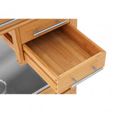 Kitchen Trolley, Bamboo, Stainless Steel, Natural
